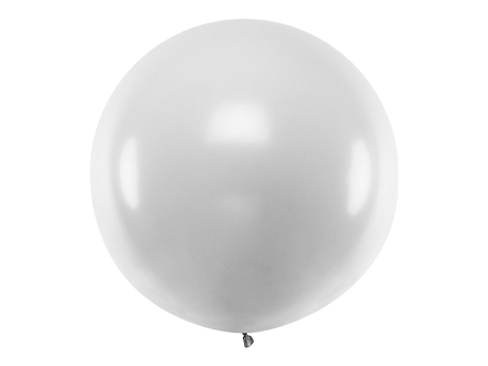 Round balloon 1 m, Metallic Silver Snow